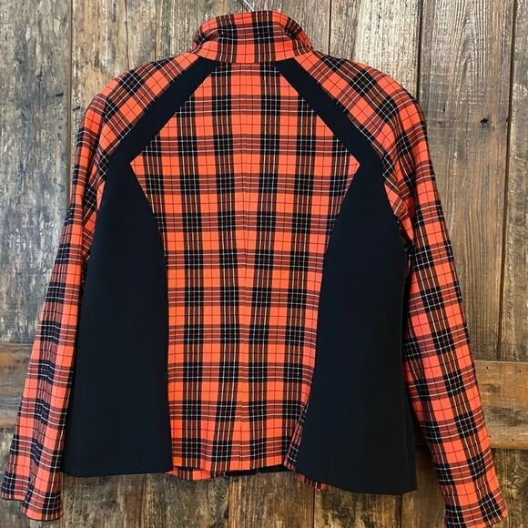 Mikane Sz 14 Red Buffalo Plaid Zip Up Sporty Collared Black Trim Jacket - Picture 3 of 9